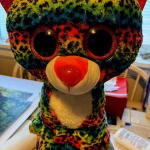 TY Beanie Boos Jumbo Plush Dotty Lepoard 16” Neon Rainbow 2017 Plush Toy NO TAG